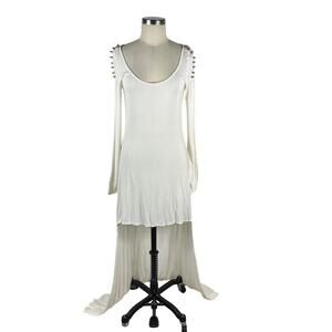 STYLESTALKER White Youth Revolt Dress Size 6 Hi-Low Studded Shoulder Edgy Punk
